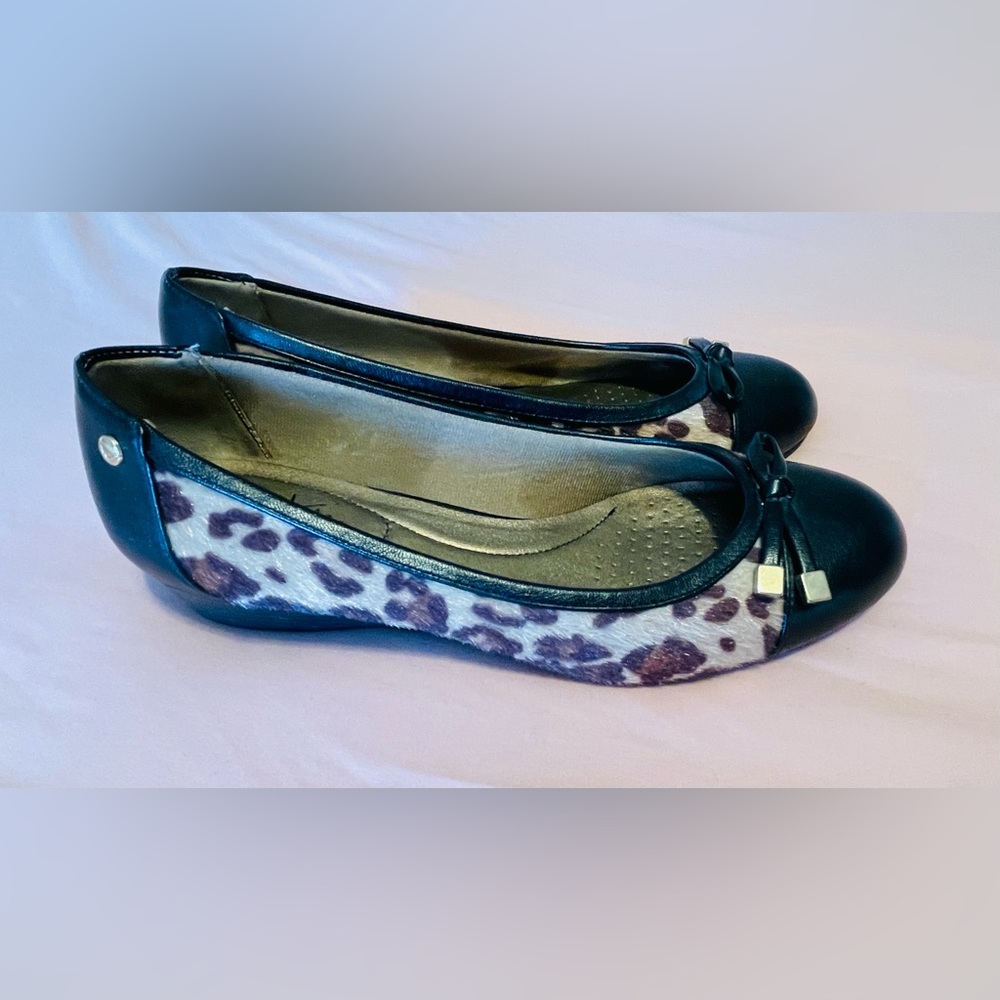 Life Stride Leopard Print Flats with Black Trim